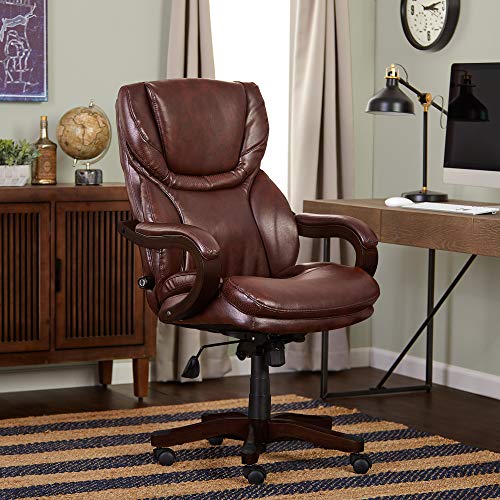 Serta Big and Tall Executive Office Chair with Wood Accents Adjustable High Back Ergonomic Lumbar Support, Bonded… - Image 2