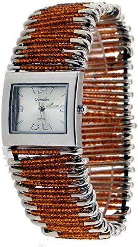 Varsales Women's Safety Pin Elastic Band Watch #3438-BR