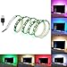 LUNSY LED Flexible Light Strip 1 Meter/3.28 Foot, 60 LEDs SMD 5050 Bias Lighting, RGB Multi-color Under Cabinet Mood Light for Medium Flat Screen, HDTV, TV/PC, LCD Desktop Monitors - USB Powered