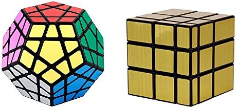 Speed Cube Puzzle 2 Pack - Including Megaminx Puzzle Cube and Gold Black Mirror Speed Cube Black