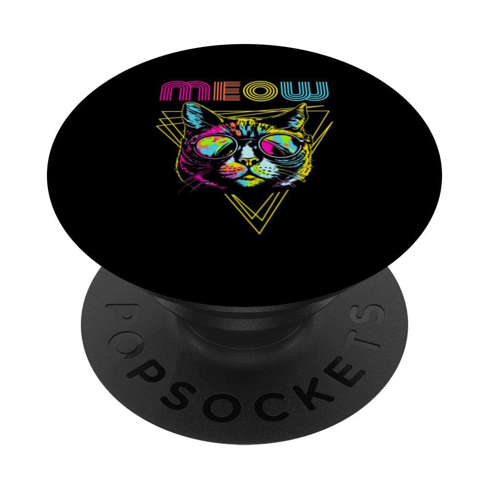 Meow Colorful Cat Head | Animals Pet | Kitten Cats Owner PopSockets Swappable PopGrip