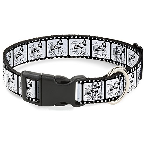 Buckle-Down Breakaway Cat Collar - Steamboat Willie Scenes Film Strip White/Bla…