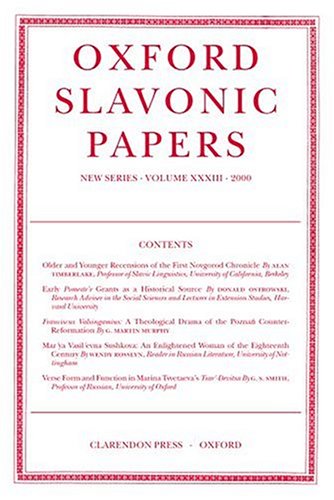 Oxford Slavonic Papers: New Series Volume XXXIII (2000)