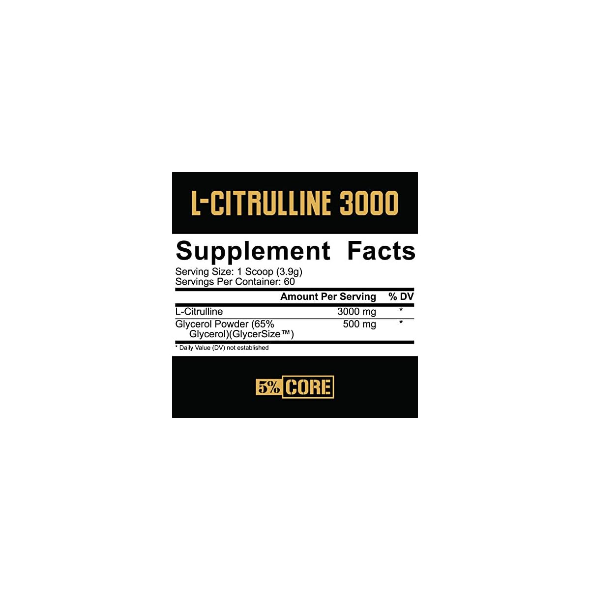 5 Nutrition Core LCitrulline 3000 with Glycerol Nitric Oxide