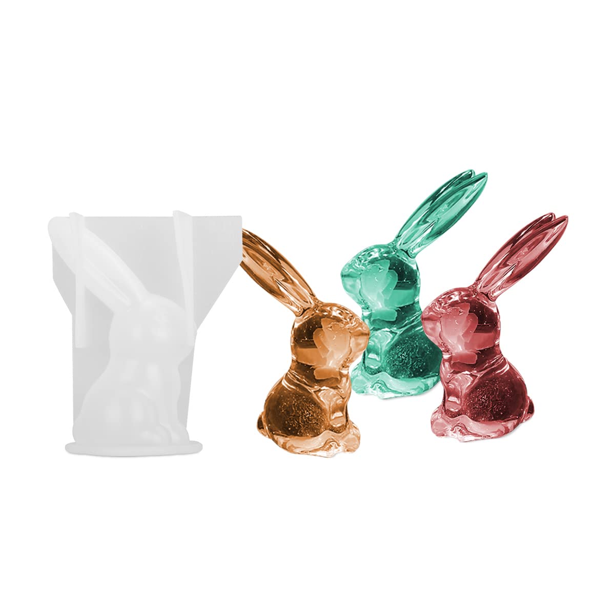 Buachois Silicone Resin Molds, 3D Crystal Mould Long Ears Rabbits Resin Casting Molds Animal Resin Molds for DIY Home Decoration Resin Crafts