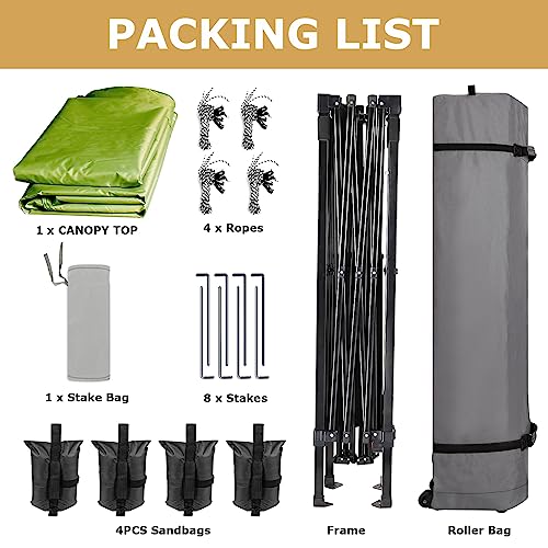 Leader Accessories Green PopUp Canopy Tent 10'x10' Canopy Instant Canopy Straight Leg Shelter