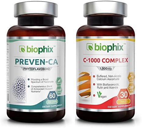 PREVEN-CA 60 Vcaps - Free Vitamin C-1000 - Antioxidant | Green Tea | Milk Thistle | Turmeric | Quercetin | Bromelain | Rosemary | Grape Seed | Ginkgo Ginger | Hawthorn | Cranberry | Bilberry