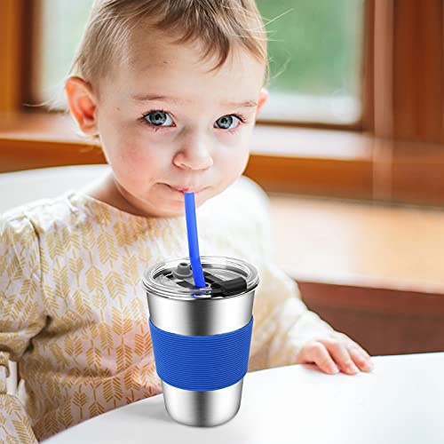 Kids Cups with Straws and Lids,12oz Spill Proof Toddlers Straws Tumbler
