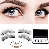 WEBSUN Magnetic Eyelashes Dual Magnet False Eyelashes Reusable 1 Pair 4 Pieces No Glue Natural Eyelashes