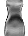 Made by Emma Stripe Crew Neck Spaghetti Strap Body-Con Midi Dress Hgray Black M