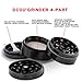 DCOU New Design Premium Aluminium Herb Tobacco Weed Grinder 2.2 Inches 4 Piece Metal Grinder with Pollen Catcher with Laser Flower Pattern Black