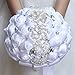 WJYIKEE Handmade Romantic Wedding Bouquet Bridal Holding Bouquets Bride Bridesmaid Bouqeut Wedding Decoration Silk Flowers with Rhinestone Decor (White)