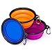 IDEGG Collapsible Silicone Dog Bowl, Set of 3, Food Grade Silicone, BPA Free, Foldable Expandable Cup Dish for Pet Raised Dog/Cat Food Water Feeding Travel camping Bowl (Set of 3, Blue+Orange+Purple)