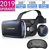 VR Headset with Remote Controller,HD 3D VR Glasses Virtual Reality Headset for VR Games &amp; 3D Movies, VR Headset for iPhone/Android phone Compatible 4.7-6 inch