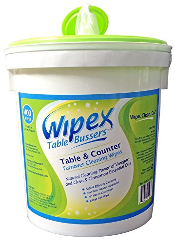 Wipex Table Bussers - Natural Table & Counter Turnover Cleaning Wipes with Vinegar, Propolis, Clove and Cinnamon Oil, 400 Count