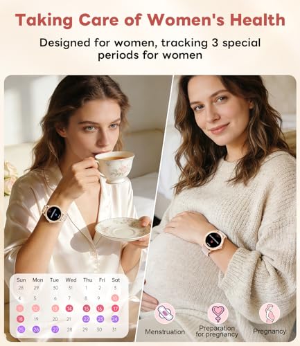 Women's Smart Watch with Diamonds, 1.32 Inch Smartwatch Women with Bluetooth Calls, Heart Rate/Sleep Monitor, 500 + Dials, IP68, 110+ Sports Modes for Android and iOS, Rose Gold