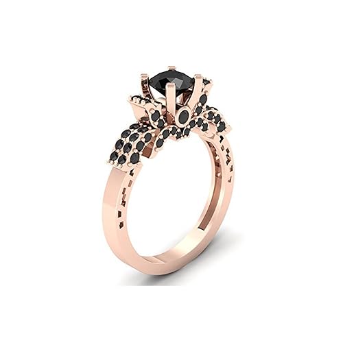 Mejor compromiso anillos de boda en 3,20 ct negro Zirconia cúbico corte redondo cristal