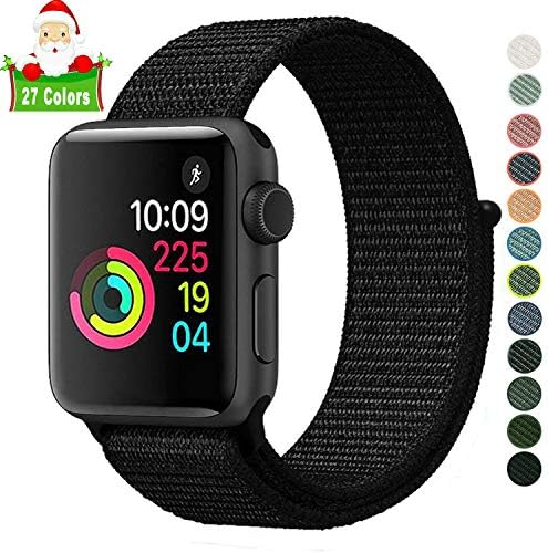 Lrapple Compatible with Apple Watch Band 38mm 40mm 42mm 44mm,Soft Nylon Sport Loop,with Hook and Loop Fastener,Replacement Band Compatible for iWatch Series 4/3/2/1