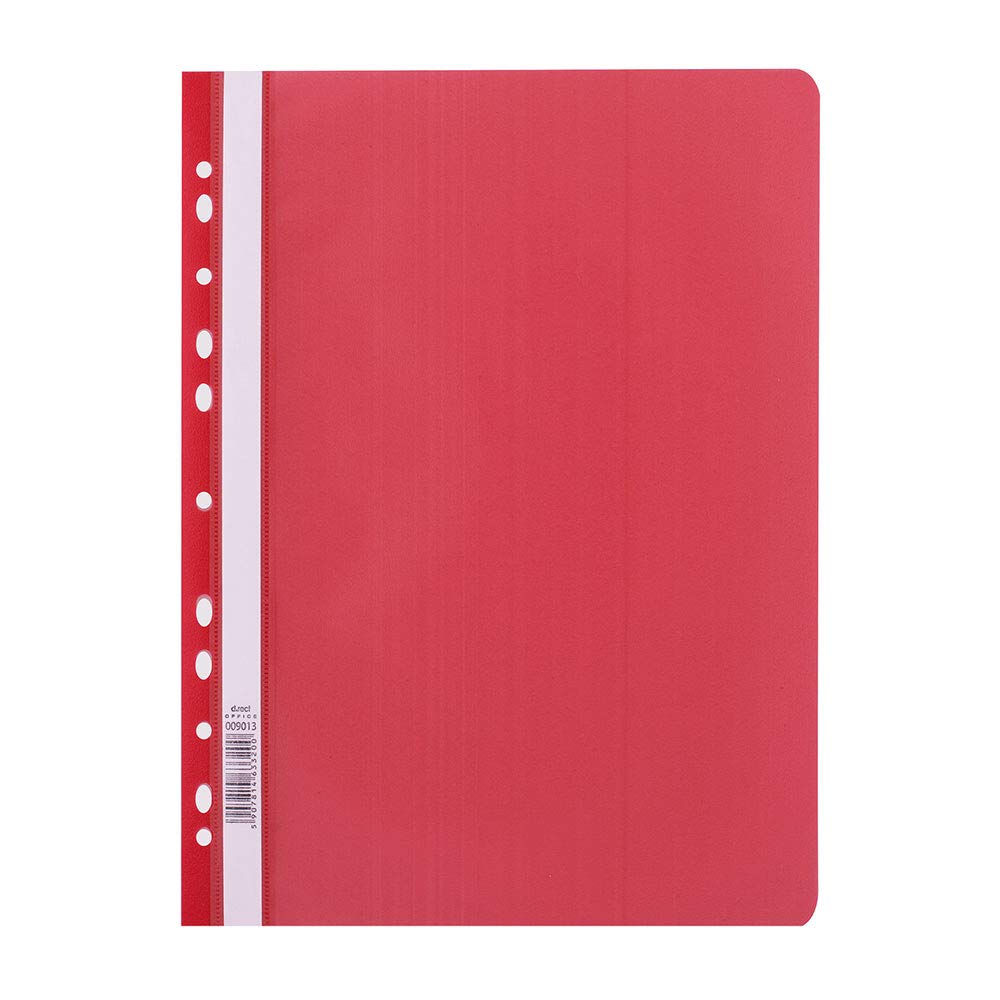 D.RECT Lux PP File Folder A4 with Perforation Strong Polypropylene Film Red