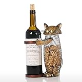 Tooarts Cat Wine Holder Cork Metal Wine Barrel Cork Storage Cage Table Cork Container Ornament