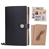 CLEARANCE SALE ! ! ! Refillable Travelers Notebook Journal - Classic Writing Vintage Journal, Premium Thick Paper, 5 Pack Inserts + 1 Rope + 2 Pieces Stickers + Box, 6.5 x 4.0 Inch