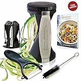 Premium Vegetable Spiralizer Bundle - New 4-Blade Spiral Slicer with Ceramic Peeler - Zucchini Pasta Spaghetti Maker