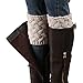 FAYBOX Short Women Crochet Boot Cuffs Winter Cable Knit Leg Warmers Khaki