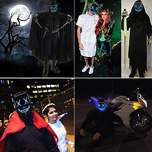 image for Ansee Scary Mask Halloween Cosplay Led Costume Mask El Wire Light Up M