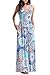 Zattcas Women Floral Tank Maxi Dress Pocket Sleeveless Casual Summer Long Dress (Medium, Blue White)