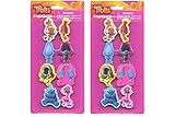 Party Favors Dreamworks Trolls 8pk Shaped Eraser on Card-2 Pack