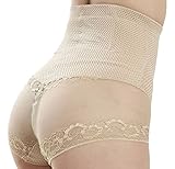 ShaperQueen Waist Cincher Girdle Brief Belly Slimmer Trainer Sexy Lace Butt Enhancer (M, Nude)