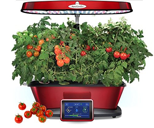 Aerogarden Bounty Elite Wi-Fi Red Stainless Indoor Garden with Cherry Tomato Kit