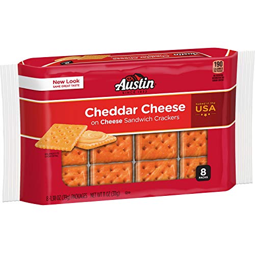 Austin, Sandwich Crackers, Cheese Crackers with Cheddar Cheese, 11 oz (8 Packs)