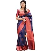 Jaanvi Women's Kerala Kanjivaram Silk Saree With Zari Work &amp; Unstitched Blouse Piece