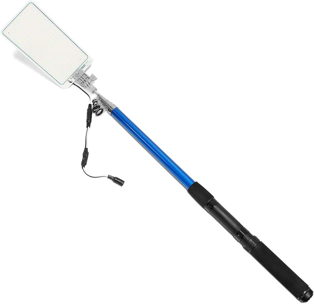 UBOWAY Outdoor Lamp Telescopic Fishing Rod Lamp with IR Remote for Camping, Fishing, Travelling, Party 12V