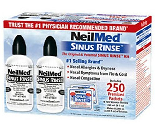 NeilMed Sinus Rinse -Economy Pack of 2 Bottles - 250 Premixed Packets and NasaMist Saline Spray NeilMed-tl