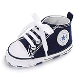 Baby Boys Girls Basic Canvas Sneaker Lace up Infant Prewalk Shoes(0-18 Months) (11cm(0-6 Months), A-Navy)