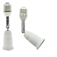 Aukora E26 E27 Bulb Socket Extender, Bendable Medium Base Light Socket Converter for Motion Sensor Light Bulbs Standard LED Bulb, Adjustable Vertical 180° Horizontal 360°(2 Pack)