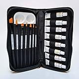 17 Piece Acrylic Paint Kit - w/7 Paint Brushes, 8 Acrylic Paint Colors, Palette, and Travel Bag 4-in-1