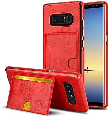 USHAWN Samsung Galaxy Note 8 Case,[Shockproof] Ultra Slim Leather Wallet Case with Credit Card Holder Slot for 6.3 inch Samsung SM-N950U, SM-N950F (Red)