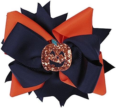 Glitter Pumpkin Halloween Hair Bow