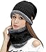 HINDAWI Womens Beanie Winter Hat Scarf Set Slouchy Warm Snow Knit Skull Cap Black
