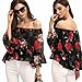 Sunward(TM) Sexy Women Off Shoulder Floral Blouse Tops (Large, Black)