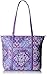 Vera Bradley Women's Cotton Small Trimmed Vera Tote Bag, Lilac Tapestry Purple, One Size