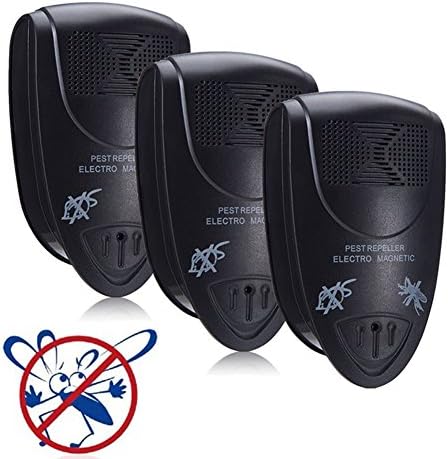 Kistar Pest Repeller Electronic Magnetic Control Insets and Rodents, Repel Ants, Mice, Bugs,Spiders,Roaches,Lizards and More 3 pack black