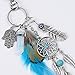 Artilady Cute Keychains For Women - Boho Gypsy Bag Charm, Keyrings, Birthday Gifts For Women, Girls, Kids (feather blue)