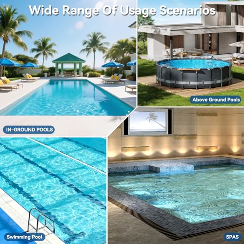 Aspirador de Piscina Batería Inalámbrico, 3 en 1 Limpiafondos Piscina Manual Carga Rápida de 1 Hora 35 L/min Succión Potente y Filtro de 50 μm para SPA Jacuzzi Piscinas Desmontables y Escaleras