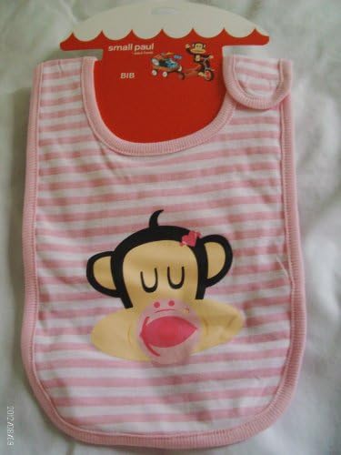 small paul Girls' Stripe/Ribbon Pink Bib with Velcro Closure