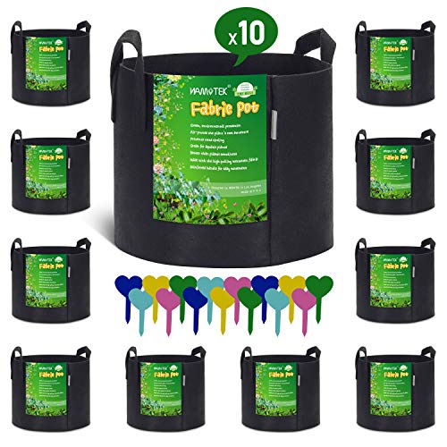 NAMOTEK 10-Pack 5 Gallon Grow Bags for Potato or Plant Container, Thickened Nonwoven Aeration Fabric Pot Plant Grow Bags with Handled