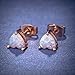 OPALBEST Rose Gold Plated Heart Stud Earrings with White Fire Opal Birthstone Hypoallergenic for Women Girl
